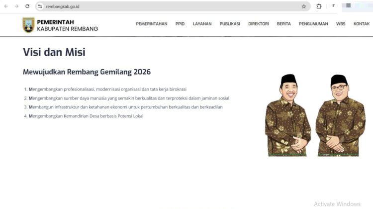 Tangkap layar laman resmi Pemkab Rembang rembangkab.go.id. 