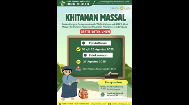 Klinik Pratama Ibnu Cholil Rembang menggelar khitan masal. (Foto: Tangkap Layar)