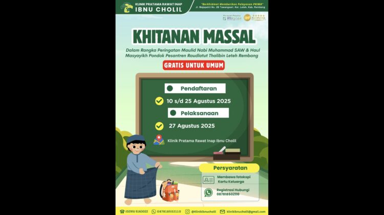 Klinik Pratama Ibnu Cholil Rembang menggelar khitan masal. (Foto: Tangkap Layar)