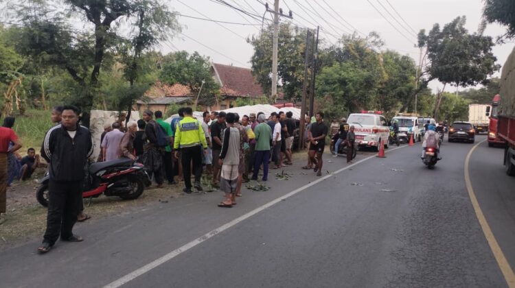 Kecelakaan lalu lintas di Jalur Pantura, wilayah Blimbing, Kecamatan Sluke, Kamis pagi, (7/8/2025). (Foto: dok Satlantas Polres Rembang/rembangsepekan.com)